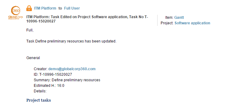 No ITM Platform, qualquer alteração em uma tarefa é comunicada a todos os membros da equipe