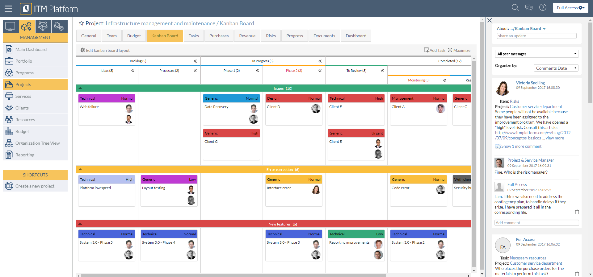 gestión de proyectos con ITM Platform