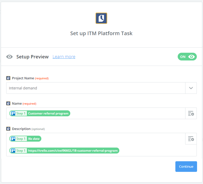 Configurar ITM Platform task