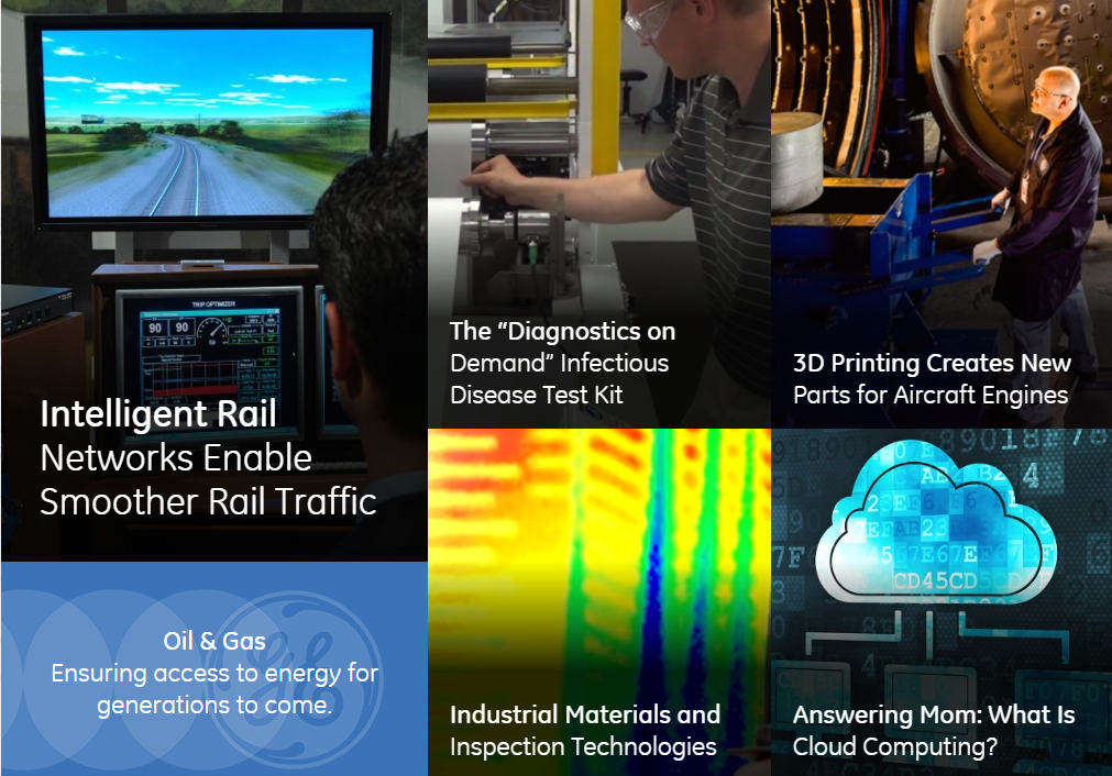 A sample of the diversity in GE's innovative portfolio, pictures